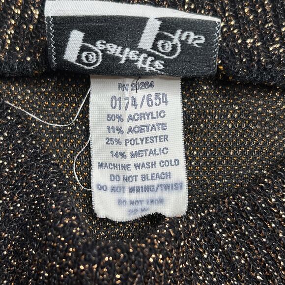 Vintage 80s Pearlette Plus Metallic Sweater Triangle Geometric Retro Disco Party - Picture 4 of 7